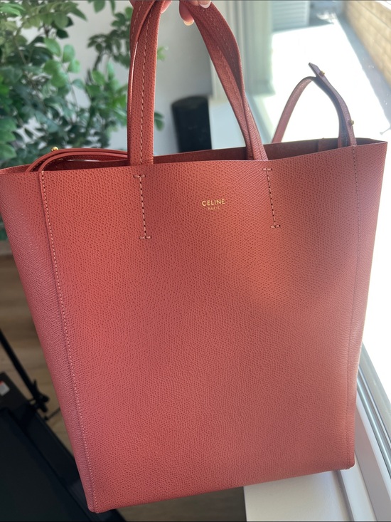 Celine Handbags - Celine Small Cabas Tote – Lychee Calfskin (Rust/Terracotta) – Excellent